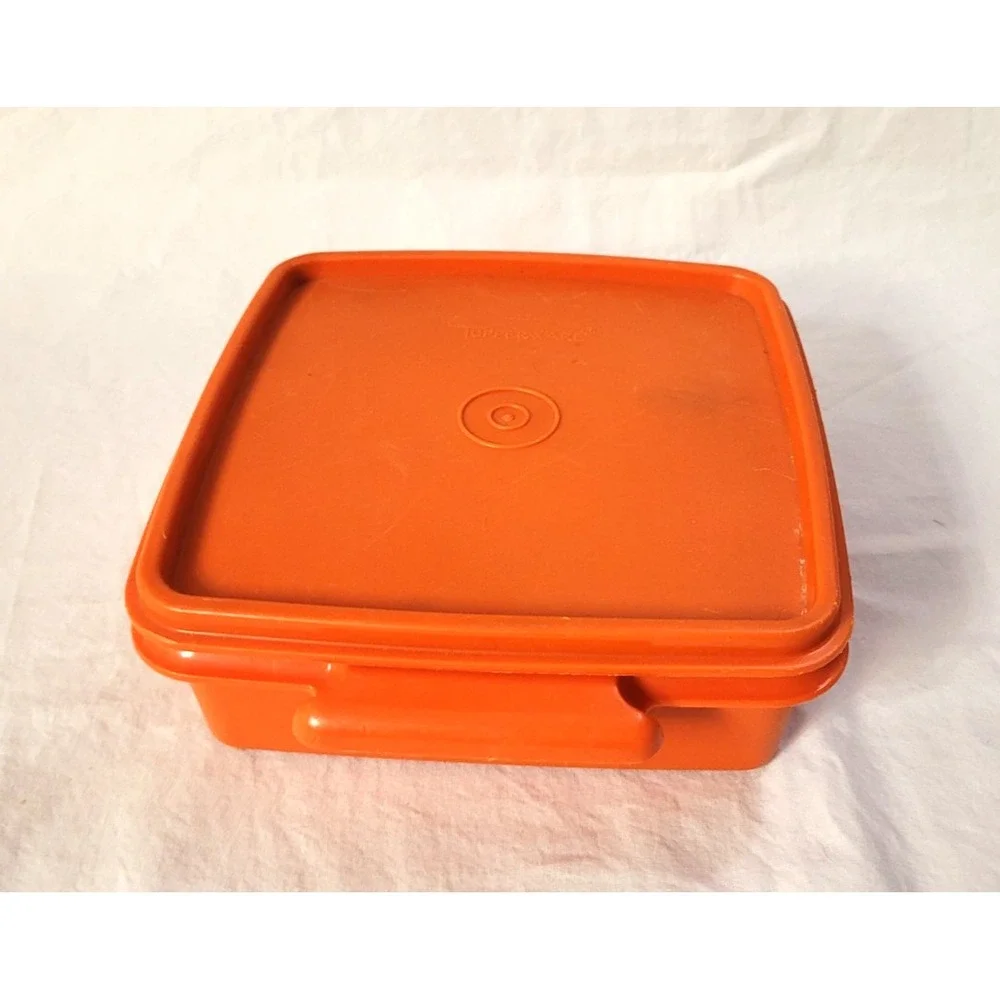 Orange Tupperware Square Away Container #1362-17
